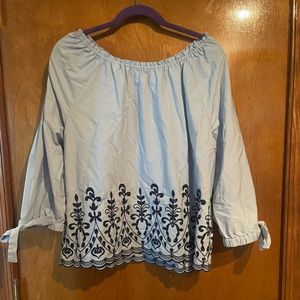 NWOT time and tru blue off the shoulder top